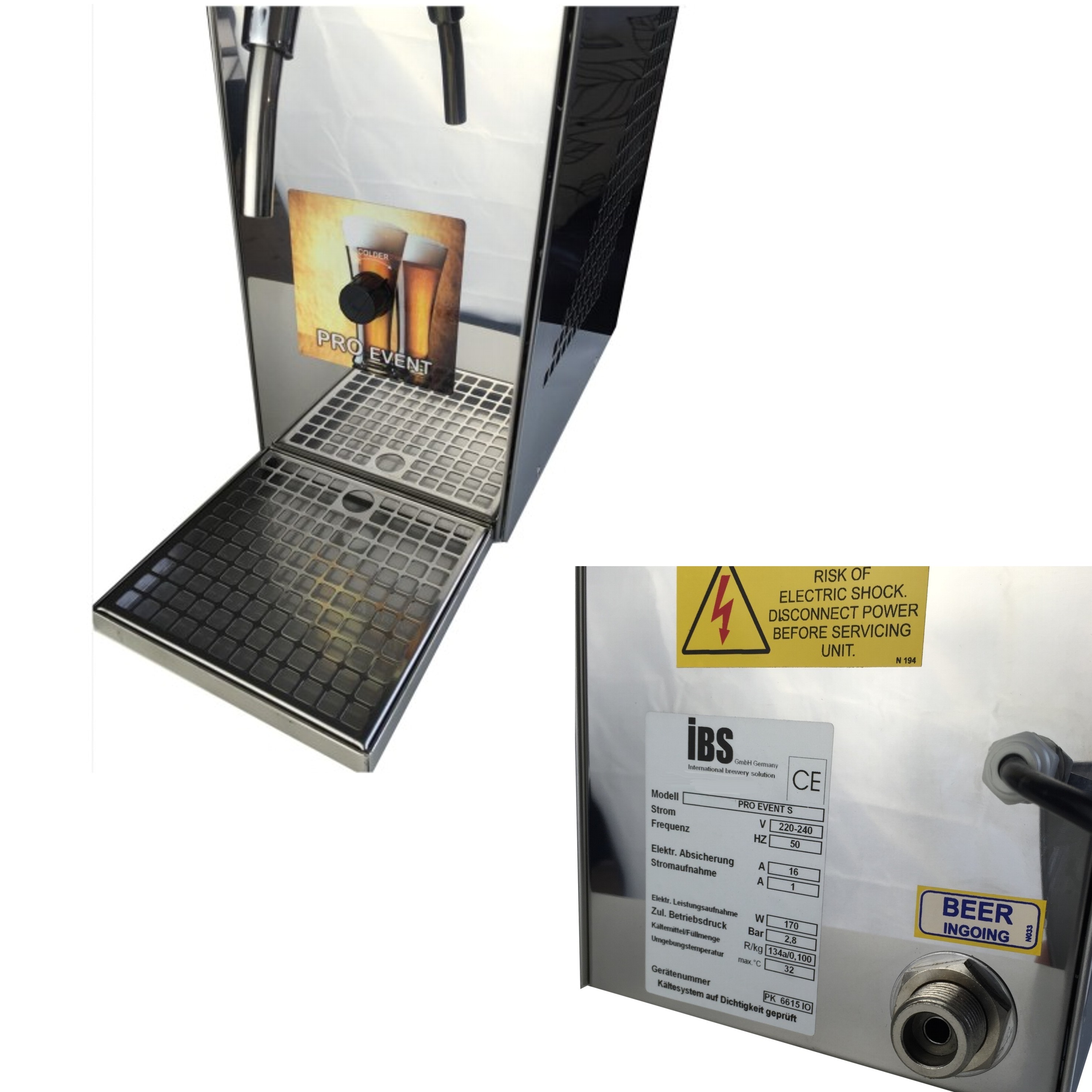 Bierkühler Zapfanlage „Bierkoffer” 1-leitig, 35 Liter/h-aaProevent-IBS GmbH Bierkühler Zapfanlage „Bierkoffer” 1-leitig, 35 Liter/h-aaProevent-Bierkühler, Zapfhahn, Brauerei Qualität, Bierkühler Zapfanlage, Bierkoffer, 1-leitig, 35 Liter/h, Delta T 7,5°C, Tropfschale, Kompensatorhahn, Edelstahl Design, Blech poliert, Zapfkapazitä