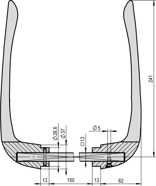 Kühlhaustürdrückerpaar 13 mm Vierkantstift Oberfläche: poliert, verchromt